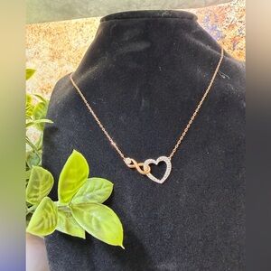 Authentic Swarovski Gold and Silver Double Heart Necklace